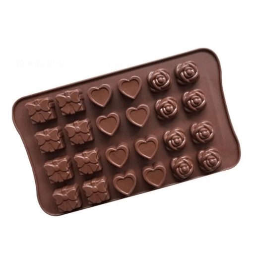 Csokoládé praliné formák, 22x14 cm - Virág, szív, ajándék