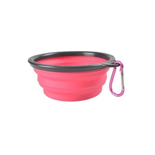 Latex hordozható etető és itató tál kutyáknak (350ML) rózsaszín