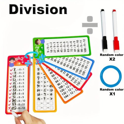 Matematikai Kártya Készlet - Összeadás, Kivonás, Szorzás, Osztás és Tört Önellenőrző Tanulóeszköz - Osztás