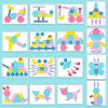 180db-os fa építőkocka - Tangram alakú puzzle készlet